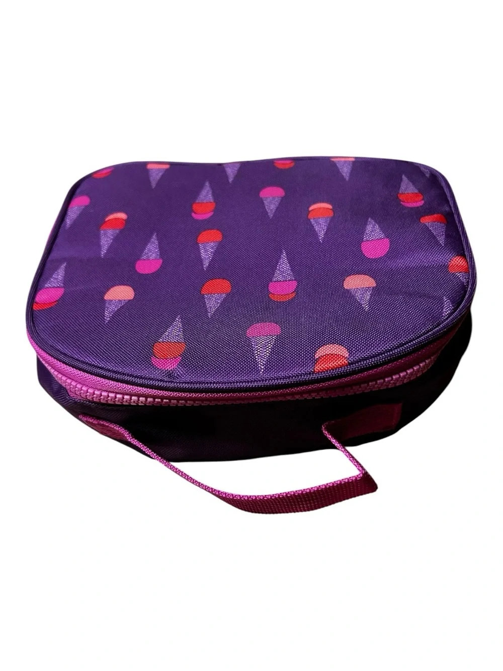 💟 Gymboree Insulated Lunch Bag Purple Ice Cream Print Kids School Lunch Box EUC